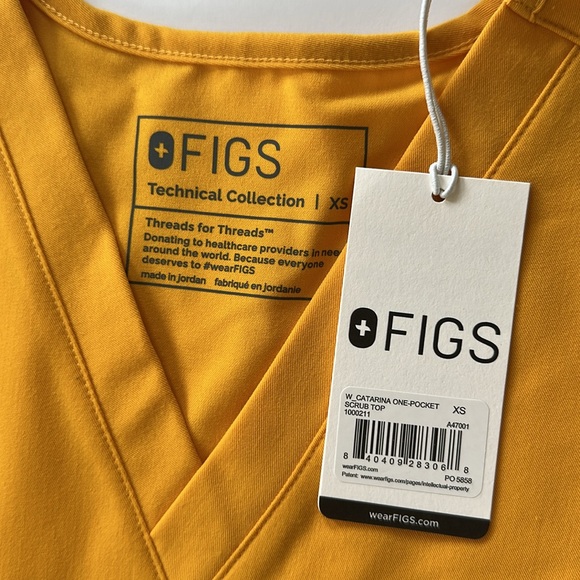 NWT Figs Scrub Top In Emergency Yellow - Picture 2 of 10